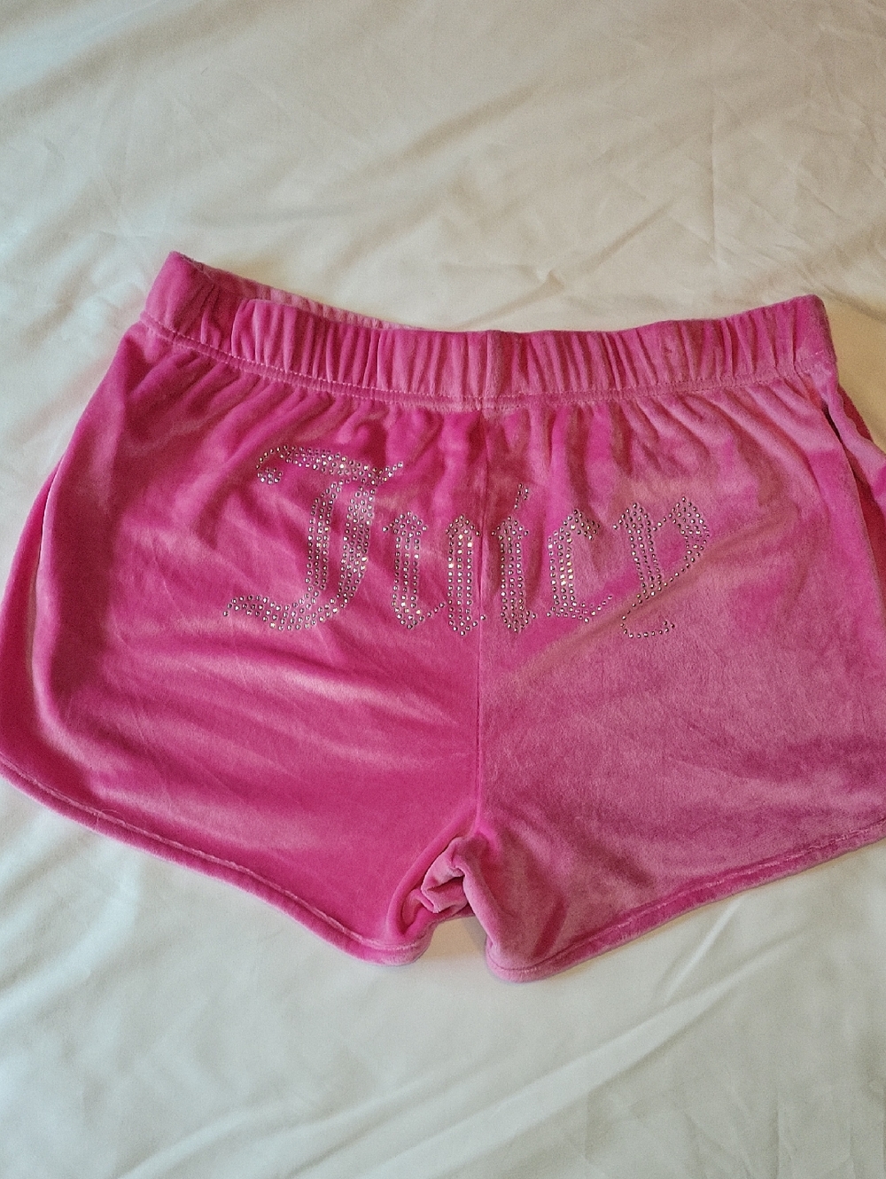 Juicy Couture Hot Pink Velour Rhinestone Logo Shorts